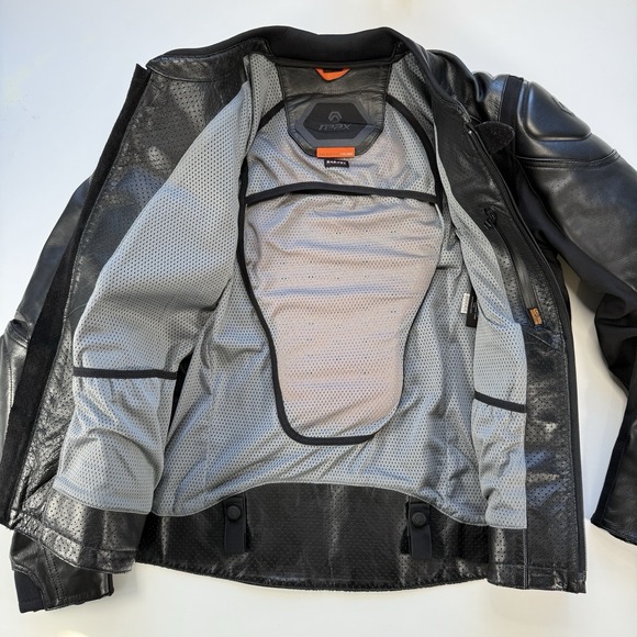 REAX Jackson Leather Motorcycle Jacket Mens 2XL Black Padded Protection SAS-Tec - Picture 9 of 16